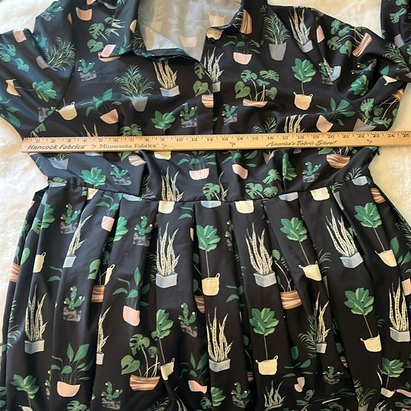Eloquii Dress Potted Plants Fit & Flare Black Size 22 - Picture 9 of 15